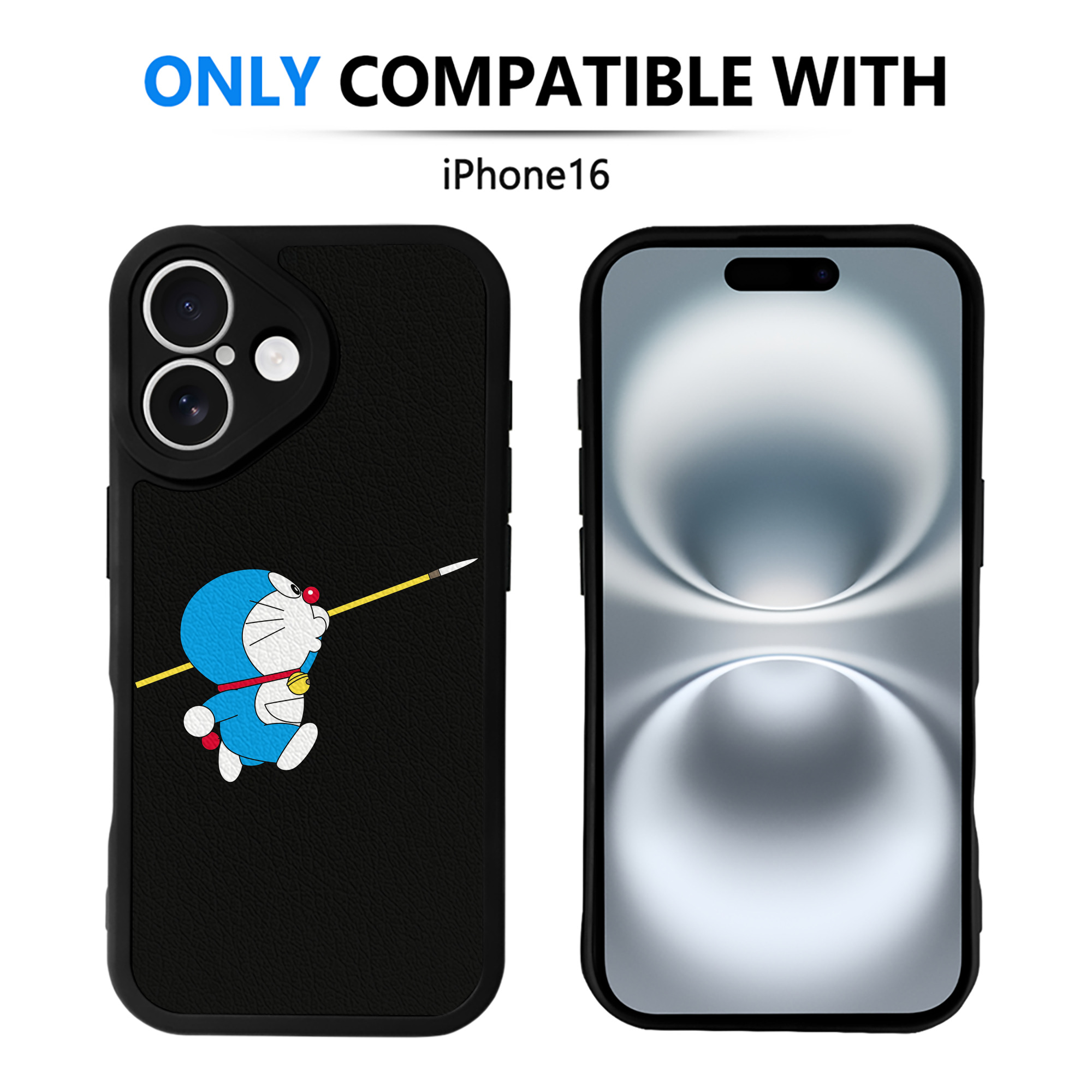 （画像用） ドラえもん Doraemon 【iPhone 16シリーズ対応】シリコンスマホケース（レザー調） 材質：シリコン